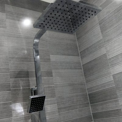 Light Grey Small Tile PVC Wall Panels with Shower Head