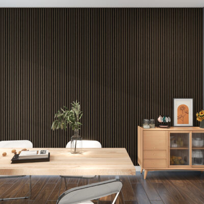 Walnut Acoustic Slat Wall Scene